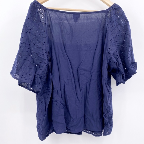 Womens XXL A New Day Navy Eyelet Square Neck Top - Picture 7 of 8